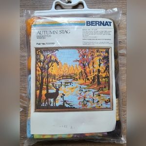 Vintage Bernat Quickstitch Autumn Stag